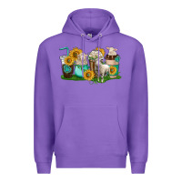 Purple Sheep coffee cups Premium Hoodie - texasbilliewilder