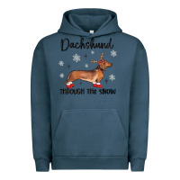 Pigment Midnight Navy dachshund through the snow Urban Hoodie - MaliasSmallBusiness