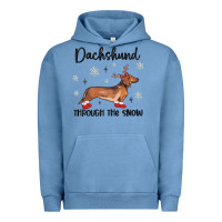Pigment Pebble Blue dachshund through the snow Urban Hoodie - MaliasSmallBusiness