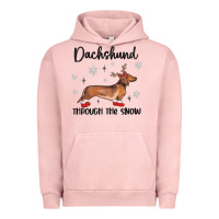 Pigment Salmon dachshund through the snow Urban Hoodie - MaliasSmallBusiness
