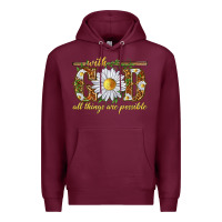 Burgundy With God all things are possible with daisy Premium Hoodie - texasbilliewilder