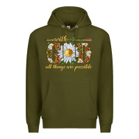 Army Green With God all things are possible with daisy Premium Hoodie - texasbilliewilder