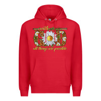 Red With God all things are possible with daisy Premium Hoodie - texasbilliewilder