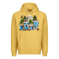Antique Gold Wolf coffee cups Premium Hoodie - texasbilliewilder