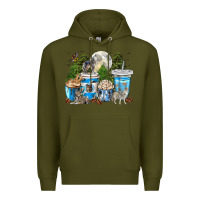 Army Green Wolf coffee cups Premium Hoodie - texasbilliewilder