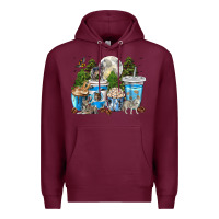 Burgundy Wolf coffee cups Premium Hoodie - texasbilliewilder