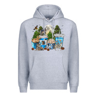 Heather Grey Wolf coffee cups Premium Hoodie - texasbilliewilder