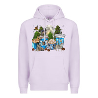 Lilac Wolf coffee cups Premium Hoodie - texasbilliewilder