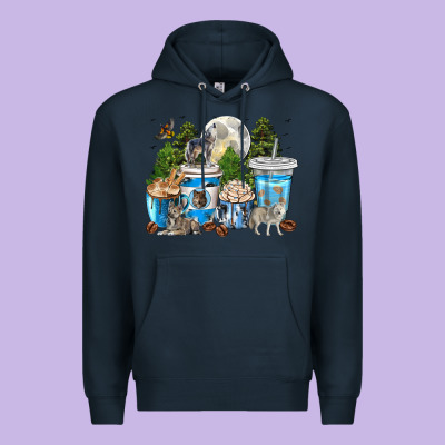 Premium Hoodie Wolf coffee cups