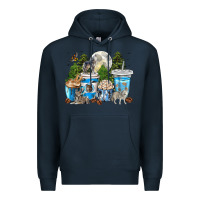 Navy Wolf coffee cups Premium Hoodie - texasbilliewilder