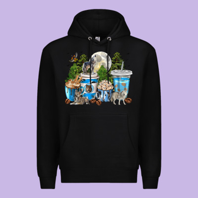 Premium Hoodie Wolf coffee cups