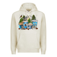Oatmeal Heather Wolf coffee cups Premium Hoodie - texasbilliewilder