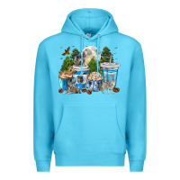 Ocean Blue Wolf coffee cups Premium Hoodie - texasbilliewilder