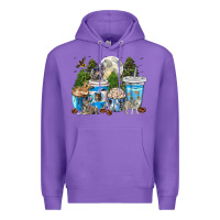 Purple Wolf coffee cups Premium Hoodie - texasbilliewilder