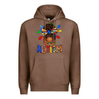 Chestnut Autism Awareness afro messy bu Premium Hoodie - texasbilliewilder