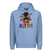 Colony Blue Autism Awareness afro messy bu Premium Hoodie - texasbilliewilder