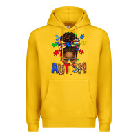 Lemon Autism Awareness afro messy bu Premium Hoodie - texasbilliewilder