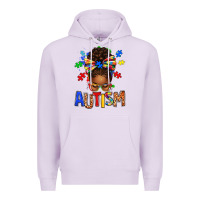 Lilac Autism Awareness afro messy bu Premium Hoodie - texasbilliewilder