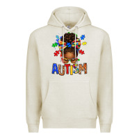 Oatmeal Heather Autism Awareness afro messy bu Premium Hoodie - texasbilliewilder