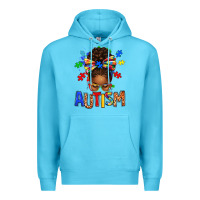 Ocean Blue Autism Awareness afro messy bu Premium Hoodie - texasbilliewilder