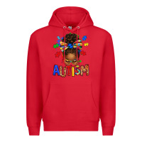 Red Autism Awareness afro messy bu Premium Hoodie - texasbilliewilder