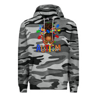 Slate Camo Autism Awareness afro messy bu Premium Hoodie - texasbilliewilder