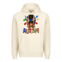 Tofu Autism Awareness afro messy bu Premium Hoodie - texasbilliewilder