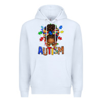 White Autism Awareness afro messy bu Premium Hoodie - texasbilliewilder