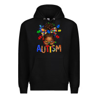 Black Autism Awareness afro messy bu Premium Hoodie - texasbilliewilder