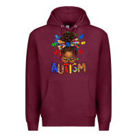 Burgundy Autism Awareness afro messy bu Premium Hoodie - texasbilliewilder