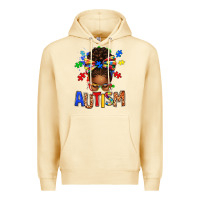 Pina Colada Autism Awareness afro messy bu Premium Hoodie - texasbilliewilder