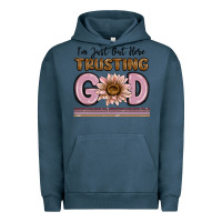 Pigment Midnight Navy im just out here trusting god Urban Hoodie - MaliasSmallBusiness