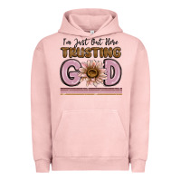 Pigment Salmon im just out here trusting god Urban Hoodie - MaliasSmallBusiness