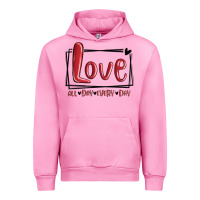 Fuchsia Pink love all day every day hearts Urban Hoodie - MaliasSmallBusiness
