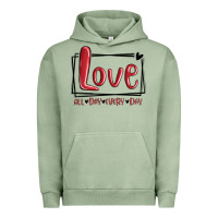 Pigment Oil Green love all day every day hearts Urban Hoodie - MaliasSmallBusiness