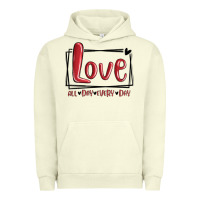 Pigment Pistachio love all day every day hearts Urban Hoodie - MaliasSmallBusiness
