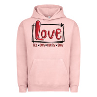 Pigment Salmon love all day every day hearts Urban Hoodie - MaliasSmallBusiness
