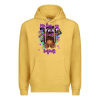 Antique Gold minding my own business afro messy bun Premium Hoodie - texasbilliewilder