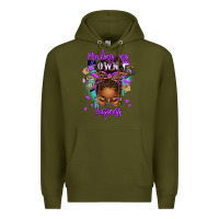 Army Green minding my own business afro messy bun Premium Hoodie - texasbilliewilder