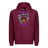 Burgundy minding my own business afro messy bun Premium Hoodie - texasbilliewilder