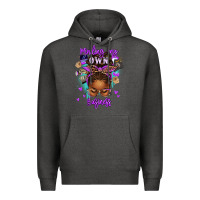 Charcoal Heather minding my own business afro messy bun Premium Hoodie - texasbilliewilder