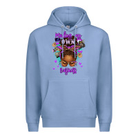 Colony Blue minding my own business afro messy bun Premium Hoodie - texasbilliewilder