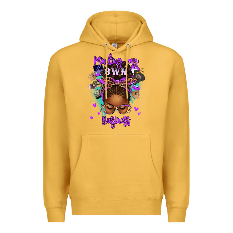 Minding My Own Business Afro Messy Bun Premium Hoodie by texasbilliewilder | Teevron