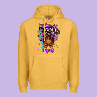 Premium Hoodie minding my own business afro messy bun