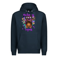 Navy minding my own business afro messy bun Premium Hoodie - texasbilliewilder