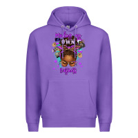 Purple minding my own business afro messy bun Premium Hoodie - texasbilliewilder