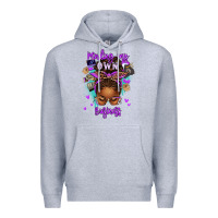 Heather Grey minding my own business afro messy bun Premium Hoodie - texasbilliewilder