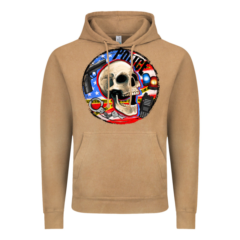 Police Skull And Police Equipment Vintage Hoodie by AdoDesignShop | Teevron