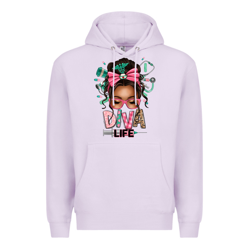 Afro Messy Bun Diva Life Premium Hoodie by texasbilliewilder | Teevron