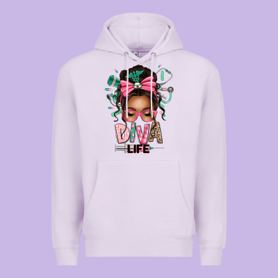 Premium Hoodie afro messy bun diva life